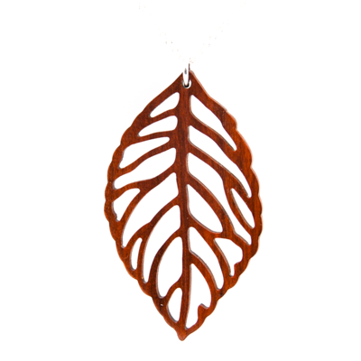 Kettenanhänger Zwetschkenholz Blatt